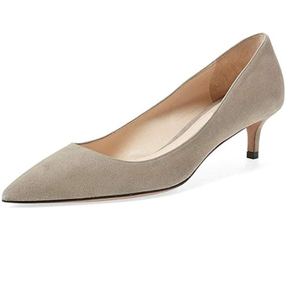 Shoes Ydn Taupe Suede Kitten Heel Pointed Toe Pumps Dress Shoes For Office Lady Poshmark